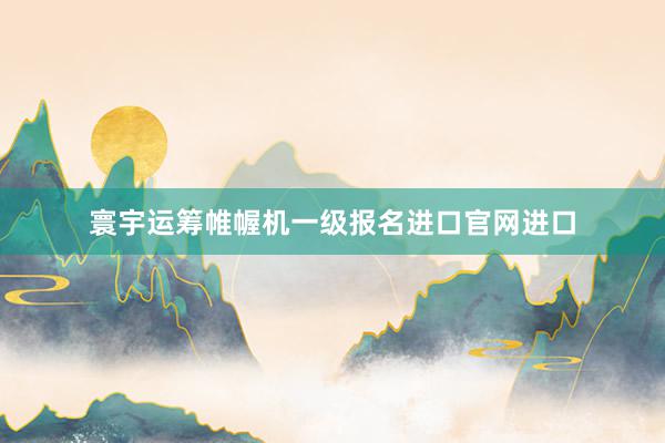 寰宇运筹帷幄机一级报名进口官网进口